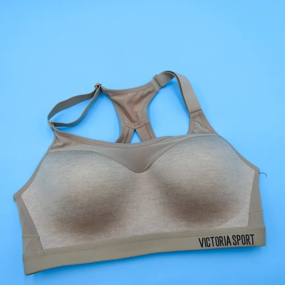 Victorias Secret Sports Bra 32D Beige Incredible Lightweight Max‎ Lined Athletic
